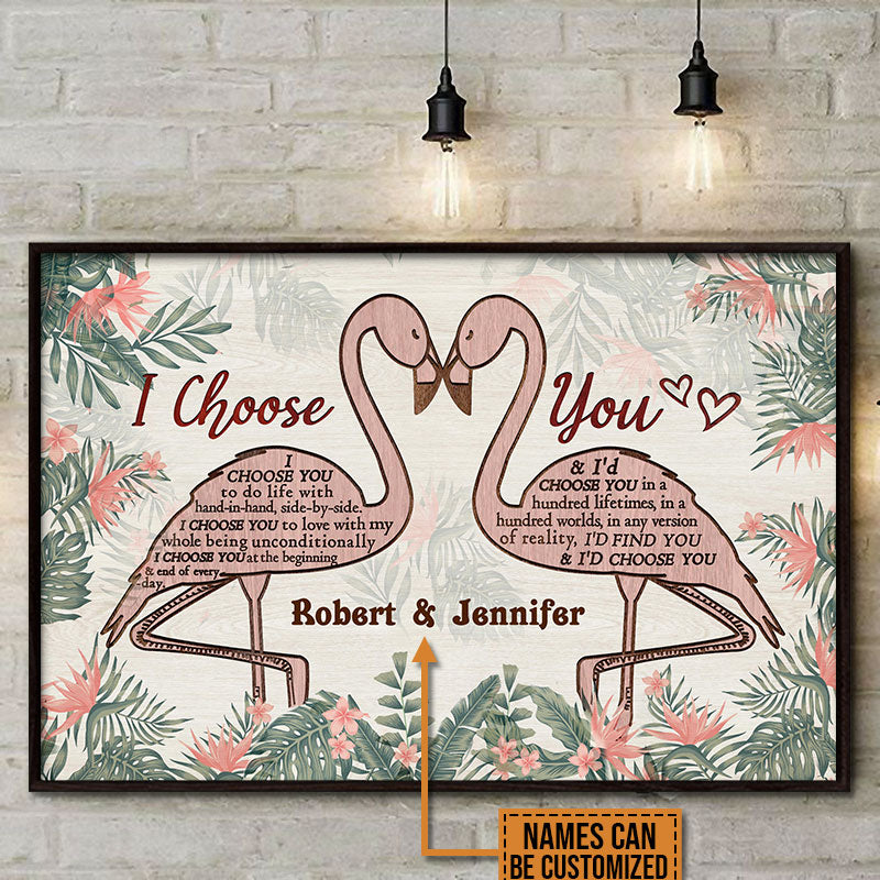 Personalized Flamingo Couple I Choose You Custom Poster