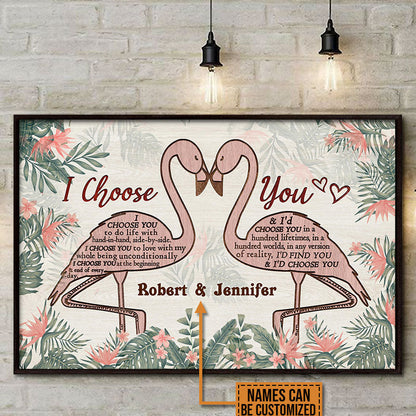 Personalized Flamingo Couple I Choose You Custom Poster