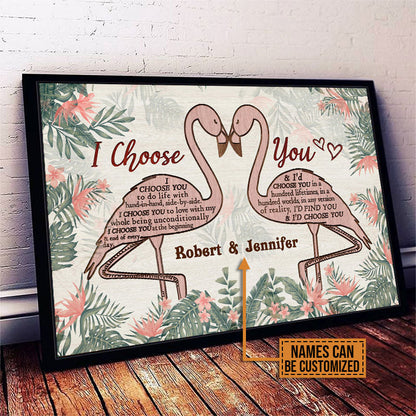Personalized Flamingo Couple I Choose You Custom Poster