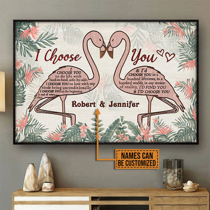 Personalized Flamingo Couple I Choose You Custom Poster
