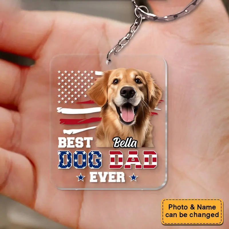 Personalized For Dad Custom Photo Ultimate Dog Dad Acrylic Keychain Keychain The Next Custom Gift