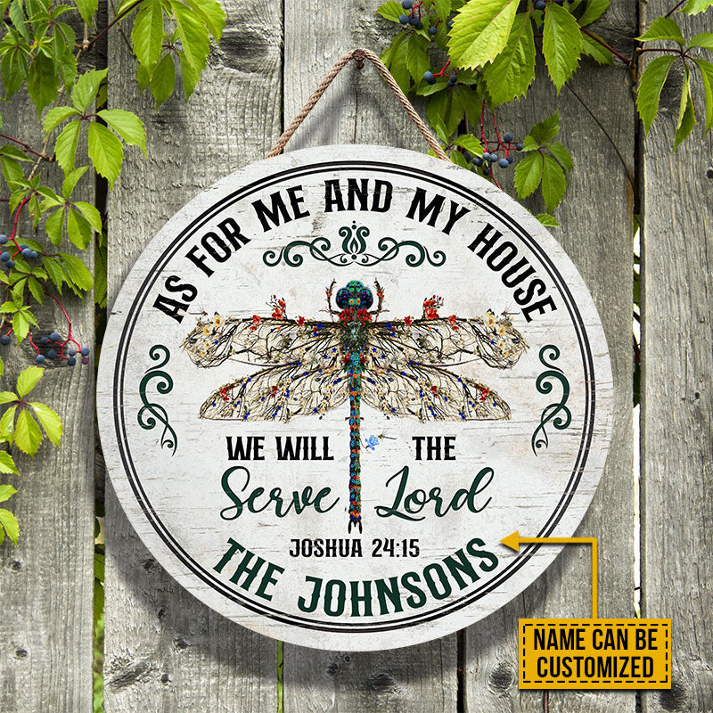 Personalized Garden Dragonfly Cross As For Me Custom Wood Circle Sign