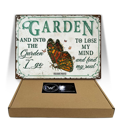 Wander Prints Gardener Gift, Birthday Gifts For Mom, Mom, Grandma, Grandpa Who Love Garden - Butterfly Garden Sign Unique House Warming Gift For Gardening Lovers, Rustic Metal Sign, Garden Stake, Yard Patio Outdoor Decor