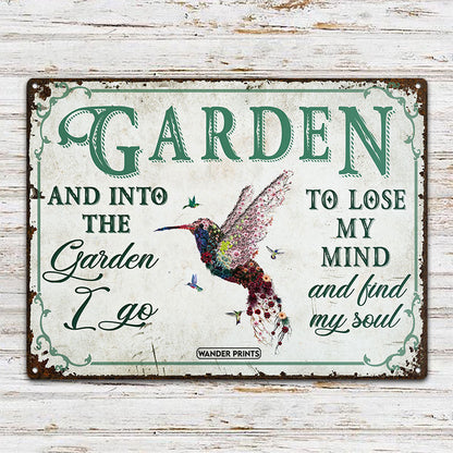 Wander Prints Gardener Gift, Birthday Gifts For Mom, Mom, Grandma, Grandpa Who Love Garden - Hummingbird Garden Sign Unique House Warming Gift For Gardening Lovers, Rustic Metal Sign, Garden Stake, Yard Patio Outdoor Decor