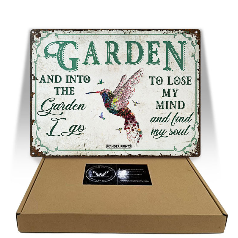 Wander Prints Gardener Gift, Birthday Gifts For Mom, Mom, Grandma, Grandpa Who Love Garden - Hummingbird Garden Sign Unique House Warming Gift For Gardening Lovers, Rustic Metal Sign, Garden Stake, Yard Patio Outdoor Decor