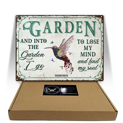 Wander Prints Gardener Gift, Birthday Gifts For Mom, Mom, Grandma, Grandpa Who Love Garden - Hummingbird Garden Sign Unique House Warming Gift For Gardening Lovers, Rustic Metal Sign, Garden Stake, Yard Patio Outdoor Decor
