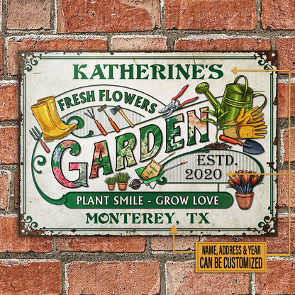 Personalized Garden Fresh Flowers Custom Classic Metal Signs
