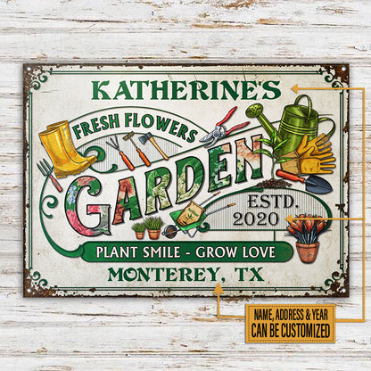 Personalized Garden Fresh Flowers Custom Classic Metal Signs