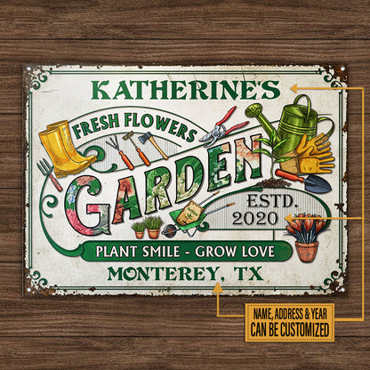 Personalized Garden Fresh Flowers Custom Classic Metal Signs