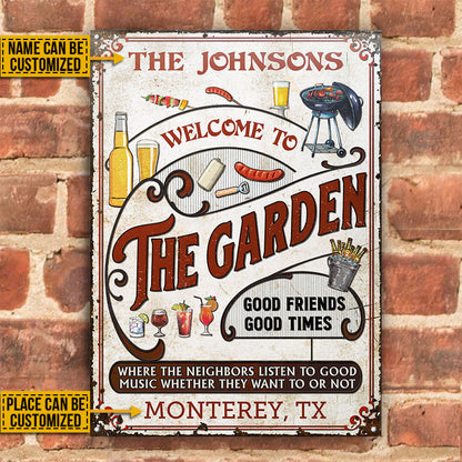 Personalized Garden Grilling Red Listen To The Good Music Vertical Custom Classic Metal Signs