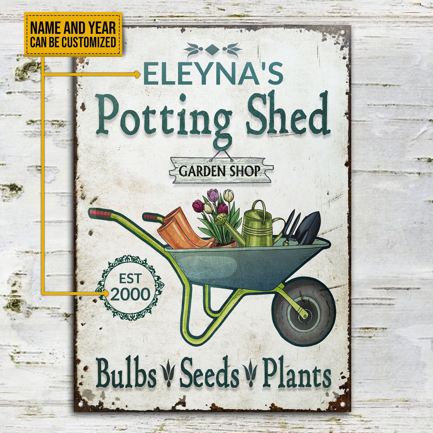 Personalized Garden Shop Bulbs Seeds Customized Classic Metal Signs