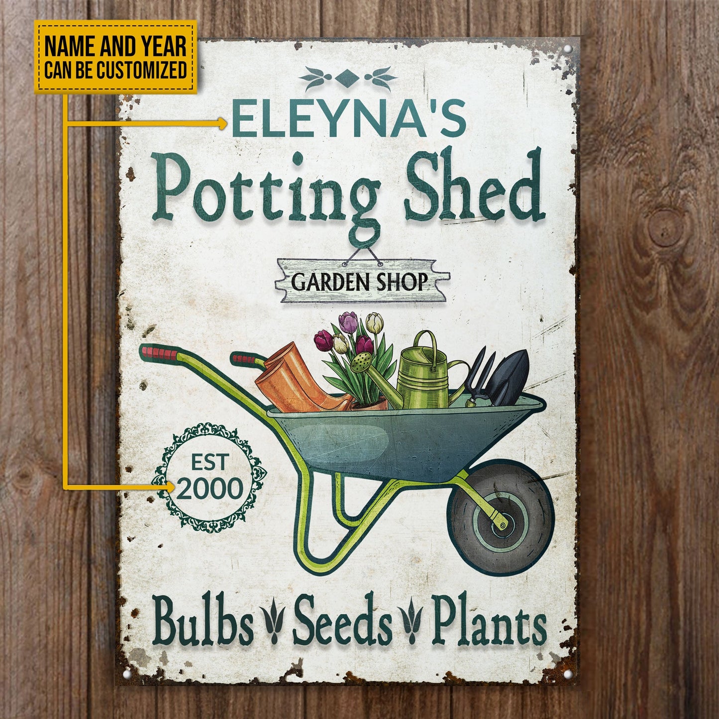 Personalized Garden Shop Bulbs Seeds Customized Classic Metal Signs