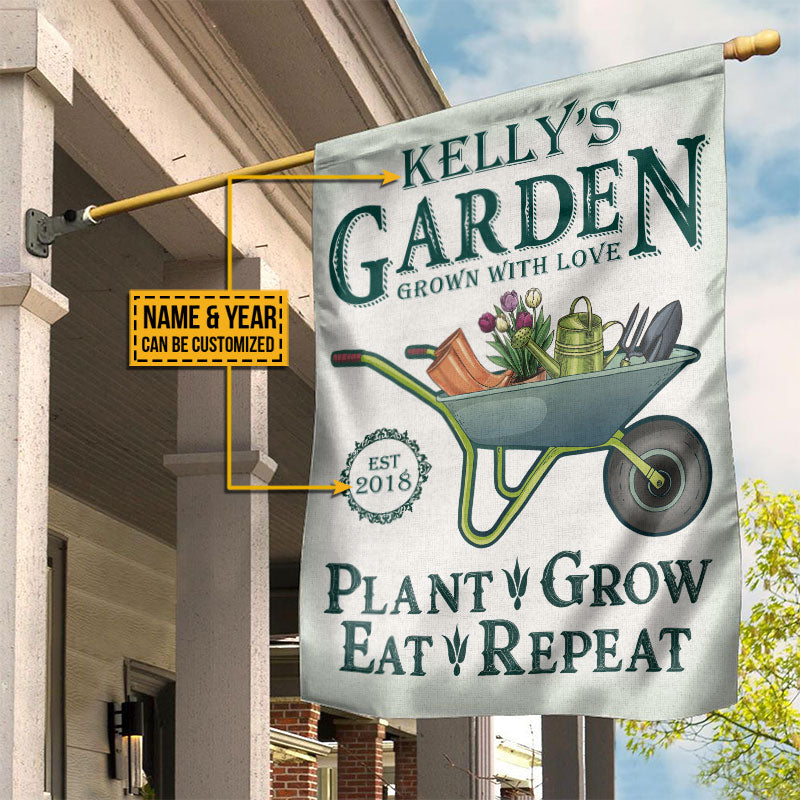 Personalized Garden Grow With Love Customized Flag