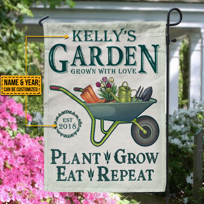 Personalized Garden Grow With Love Customized Flag
