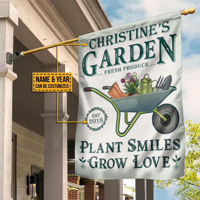 Personalized Garden Plant Smiles Grow Customized Flag