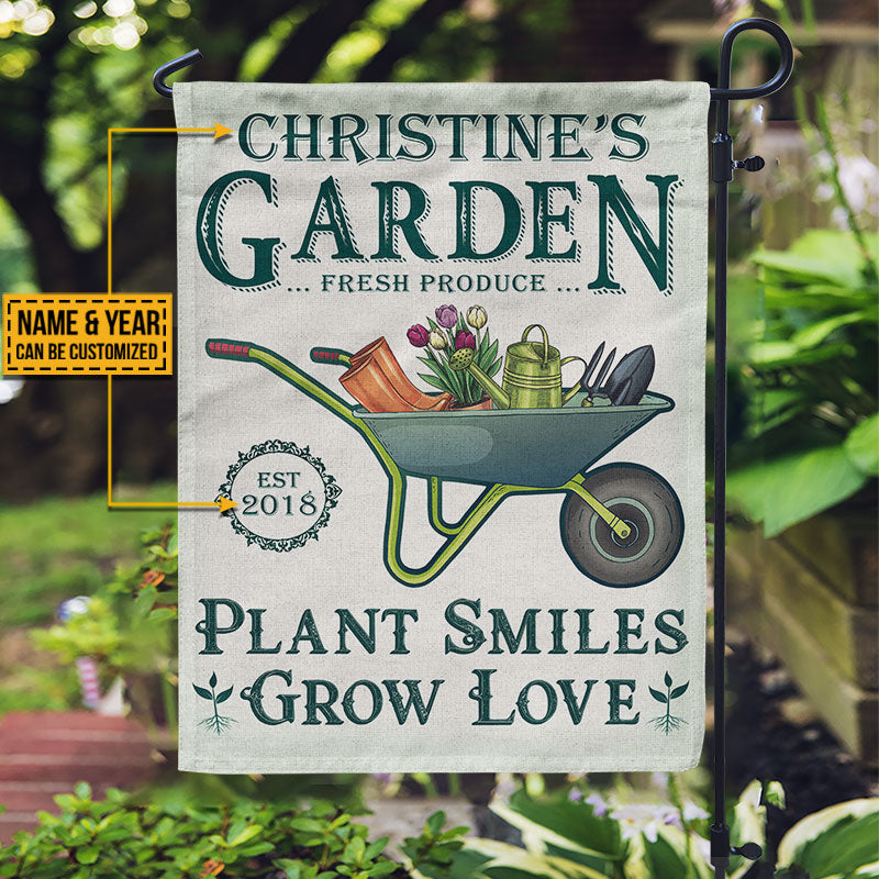 Personalized Garden Plant Smiles Grow Customized Flag