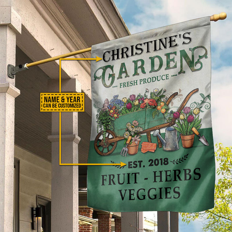 Personalized Garden Plant Smiles Grow Love Vintage Customized Flag