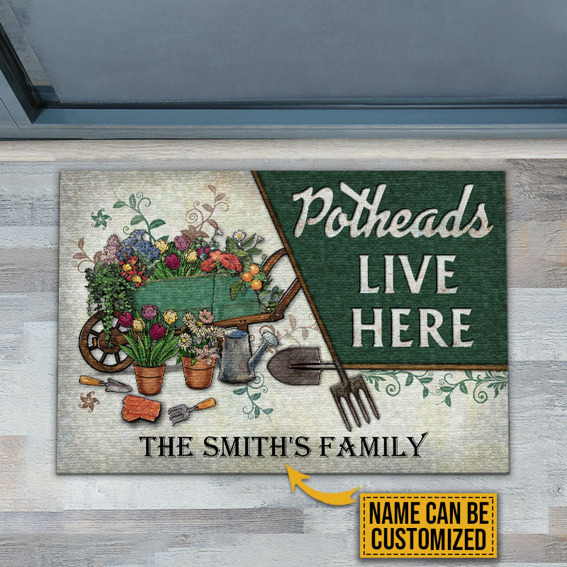 Personalized Garden Potheads Live Here Customized Doormat