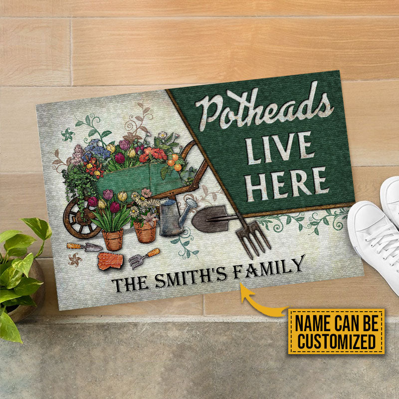 Personalized Garden Potheads Live Here Customized Doormat
