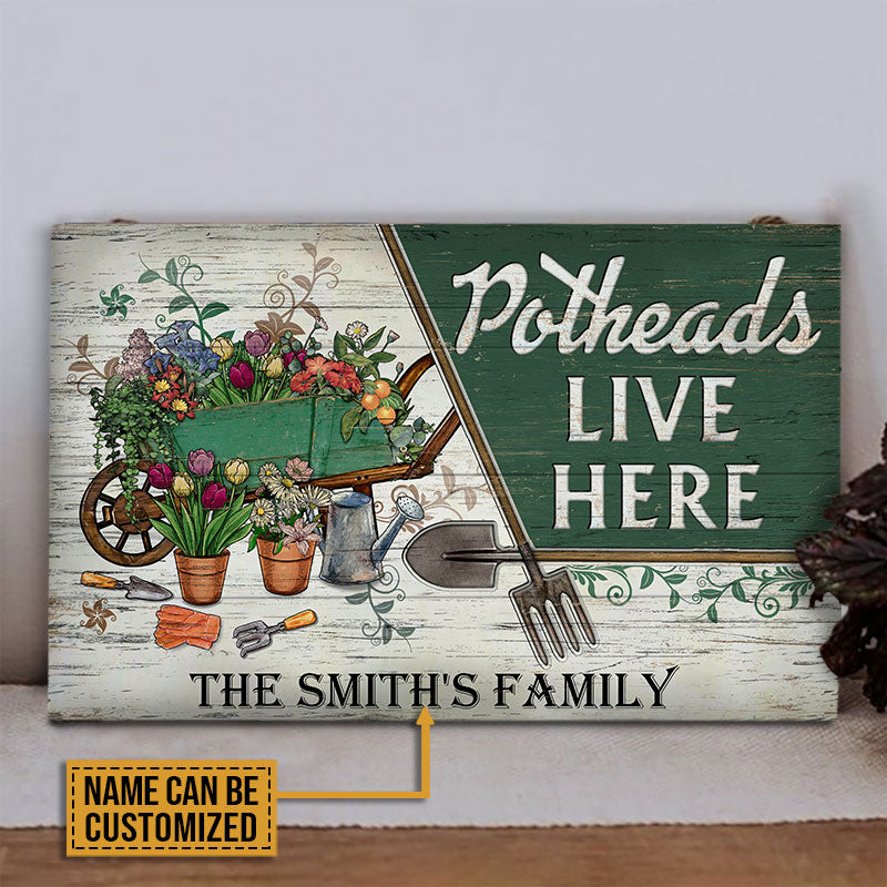 Personalized Garden Potheads Live Here Customized Wood Rectangle Sign