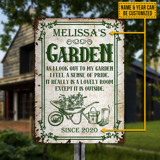 Personalized Gardening As I Look Out Custom Classic Metal Signs