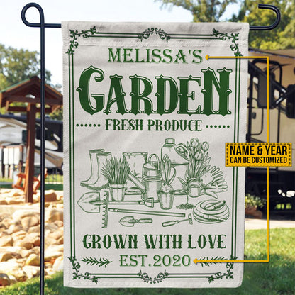 Personalized Gardening Grown With Love Customized Customized Flag