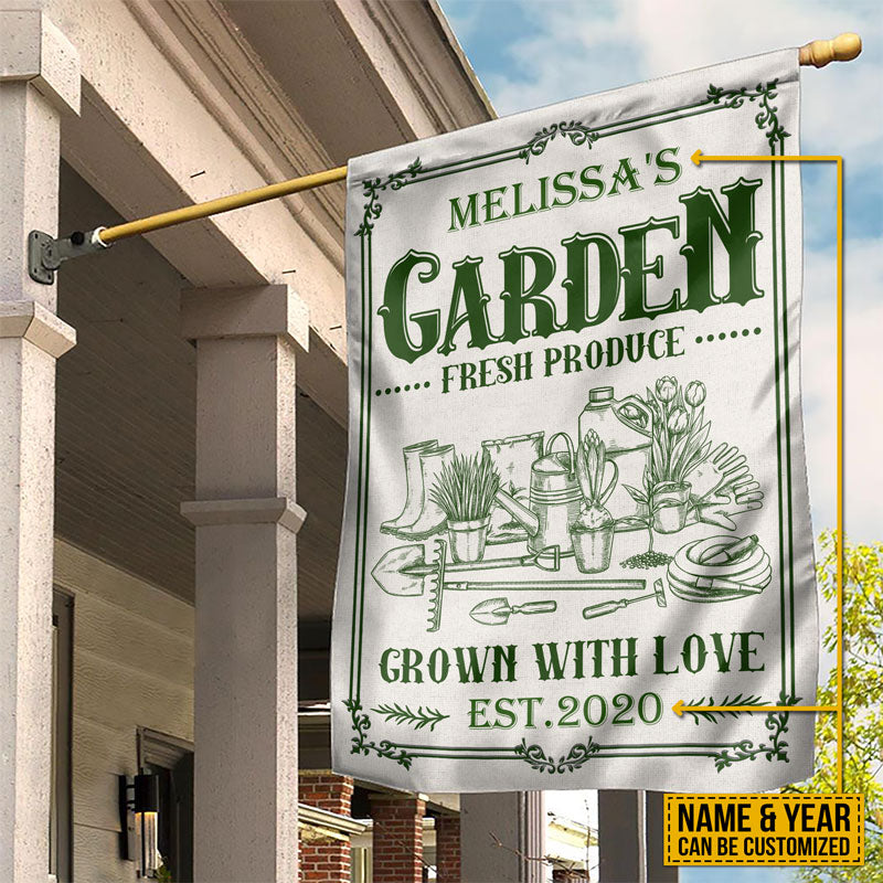 Personalized Gardening Grown With Love Customized Customized Flag
