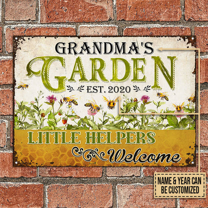Personalized Gardening Little Helpers Welcome Customized Classic Metal Signs