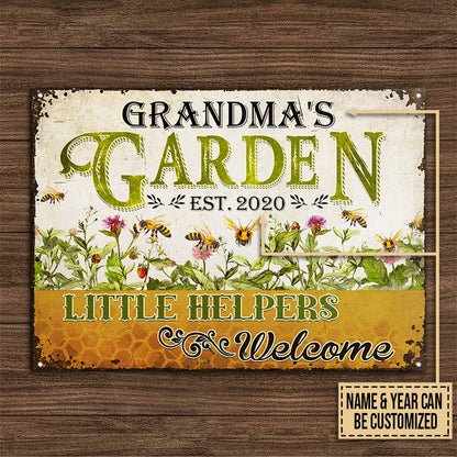 Personalized Gardening Little Helpers Welcome Customized Classic Metal Signs