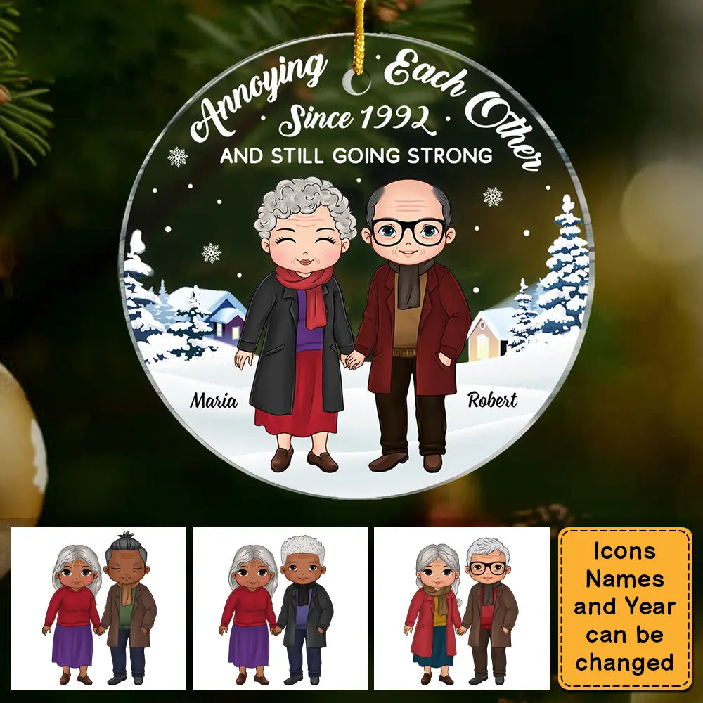 Personalized Gift For Old Couple Annoying Each Other Circle Ornament Ornament The Next Custom Gift