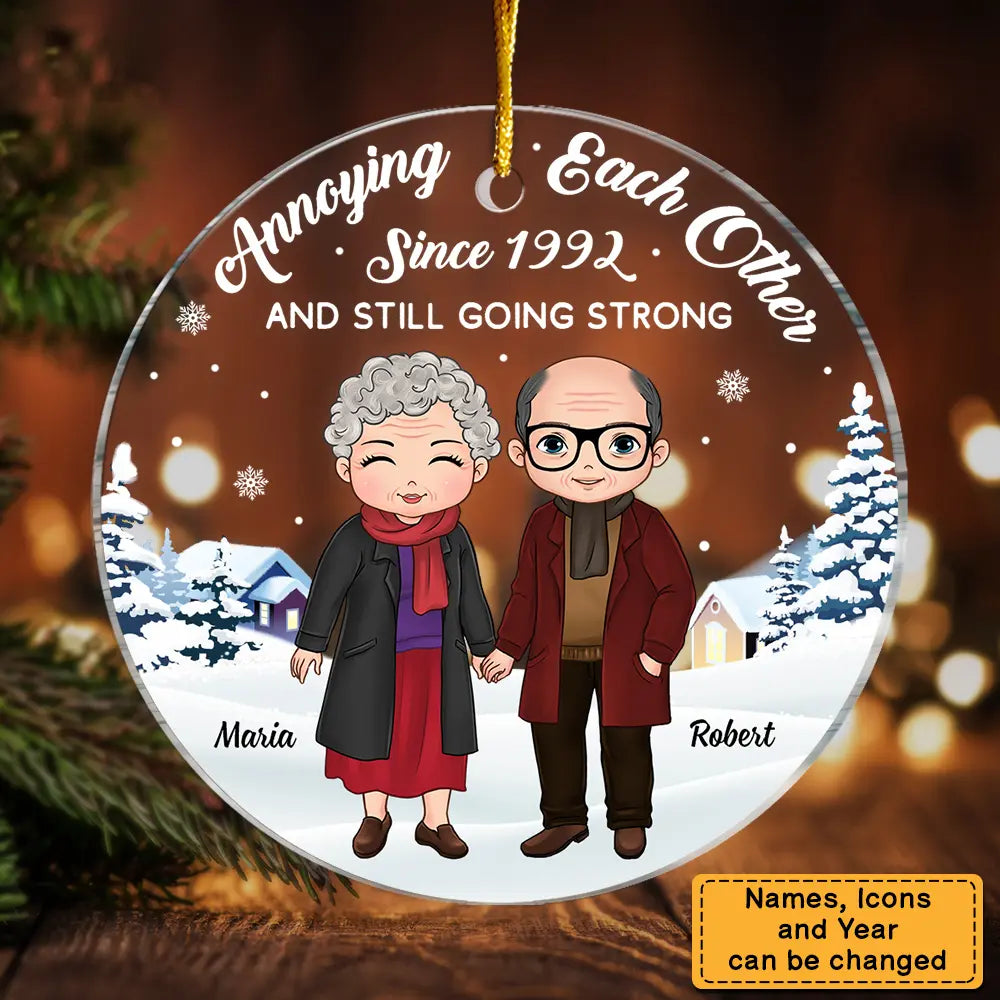 Personalized Gift For Old Couple Annoying Each Other Circle Ornament Ornament The Next Custom Gift