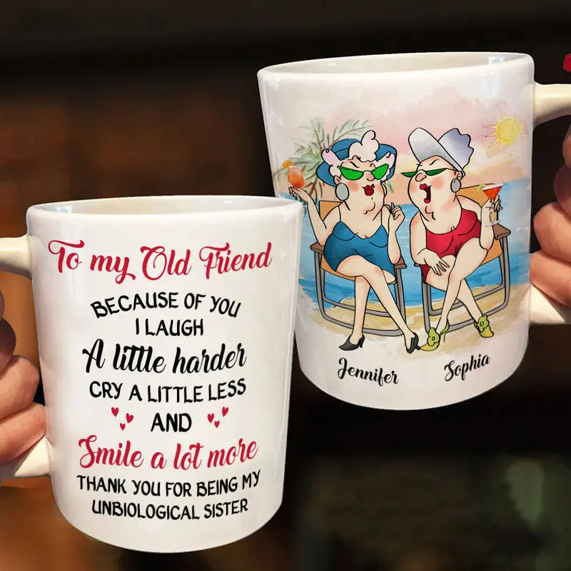 Personalized Gift For Senior Friends Smile A Lot More Mug Accent Mug The Next Custom Gift