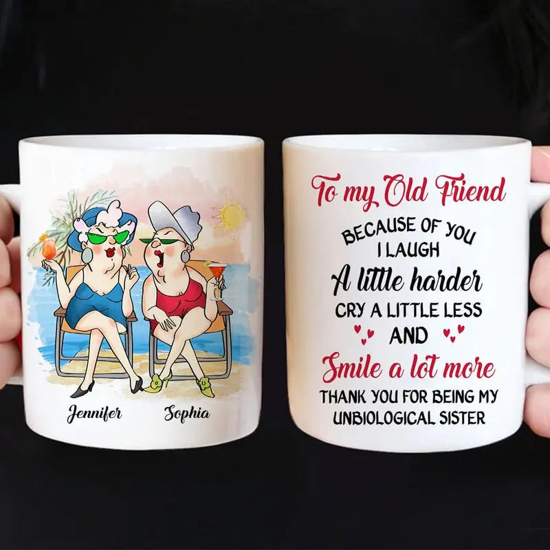 Personalized Gift For Senior Friends Smile A Lot More Mug Accent Mug The Next Custom Gift