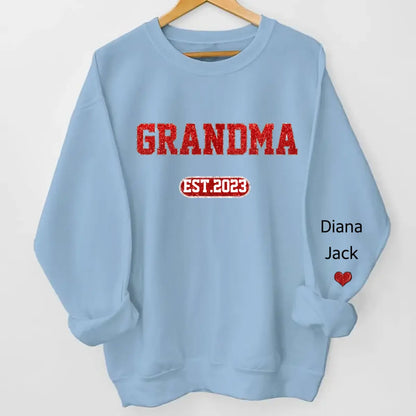 Personalized Glitter Custom Name Mimi Nana Grandma Est And Kids Sweatshirt Shirts & Tops The Next Custom Gift