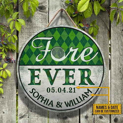 Personalized Golf Fore Ever Custom Wood Circle Sign