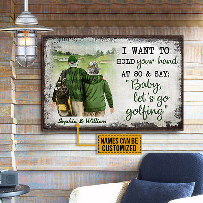 Personalized Golf Old Couple Want To Hold Your Hand Custom Poster