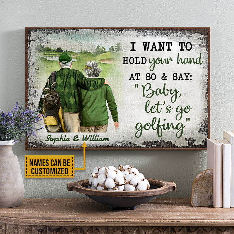 Personalized Golf Old Couple Want To Hold Your Hand Custom Poster