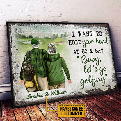 Personalized Golf Old Couple Want To Hold Your Hand Custom Poster