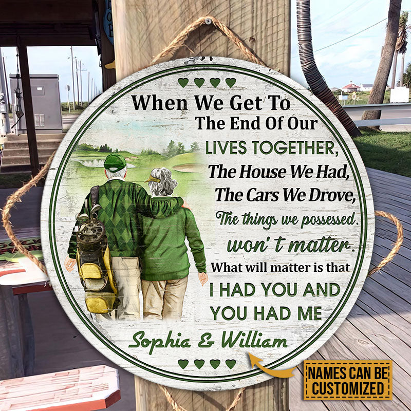 Personalized Golf Old Couple When We Get Custom Wood Circle Sign