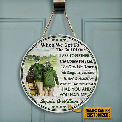 Personalized Golf Old Couple When We Get Custom Wood Circle Sign