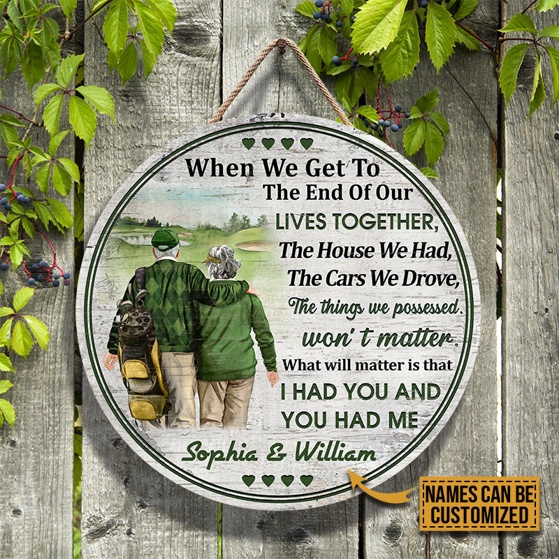 Personalized Golf Old Couple When We Get Custom Wood Circle Sign