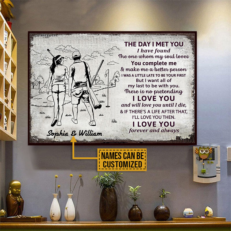 Personalized Golfer Couple The Day I Meet You Sketch Customized Poster