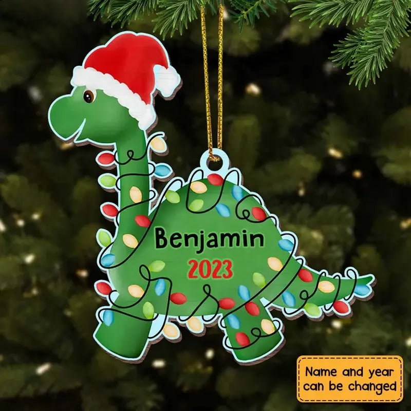 Personalized Grandson Son Dinosaur Christmas Wooden Ornament ornament The Next Custom Gift