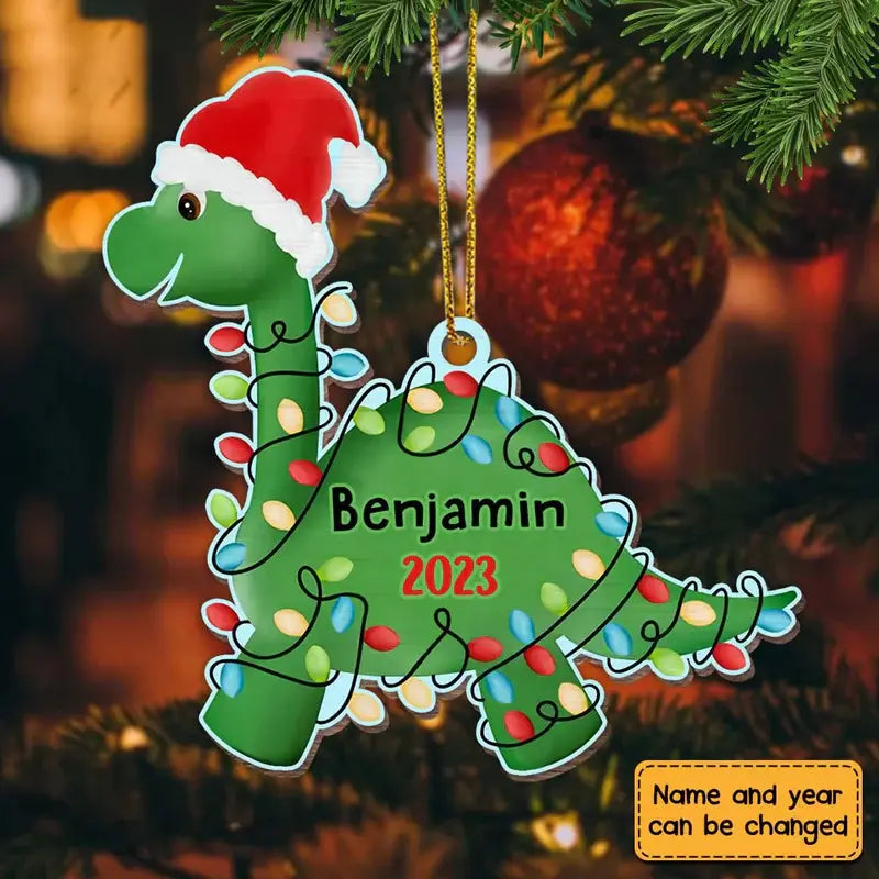 Personalized Grandson Son Dinosaur Christmas Wooden Ornament ornament The Next Custom Gift