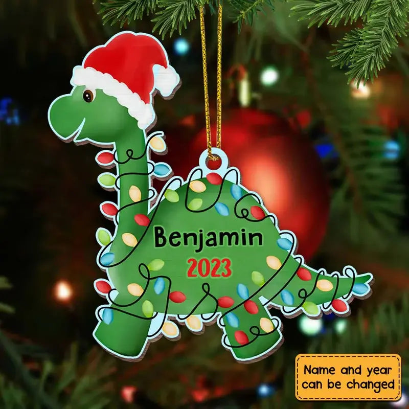 Personalized Grandson Son Dinosaur Christmas Wooden Ornament ornament The Next Custom Gift