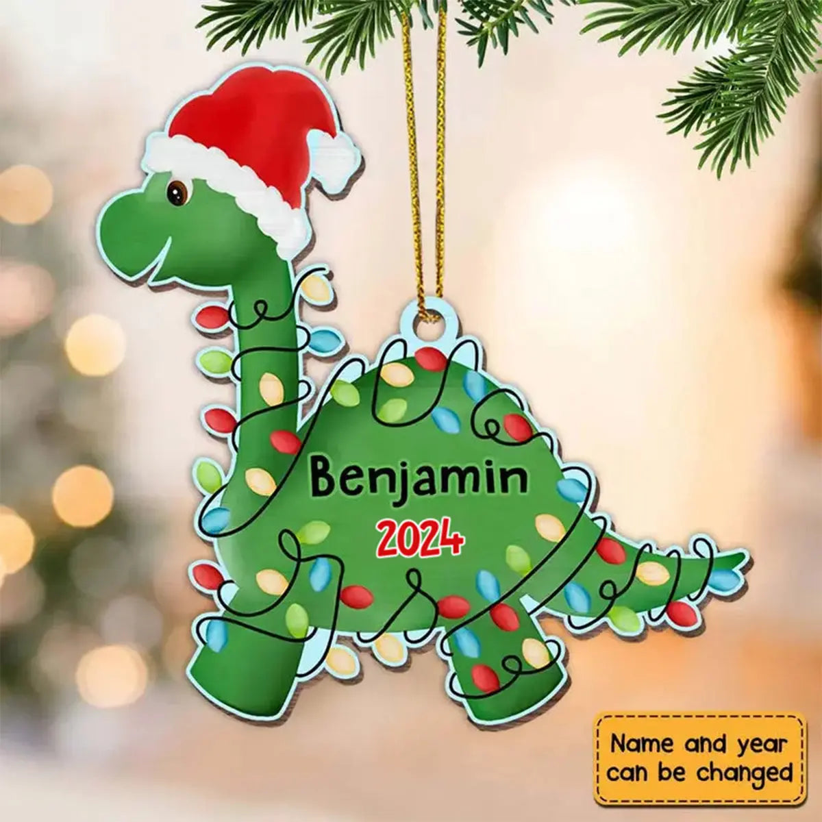 Personalized Grandson Son Dinosaur Christmas Wooden Ornament ornament The Next Custom Gift