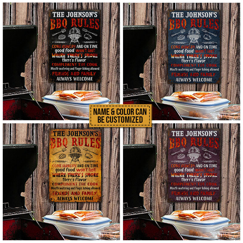 Personalized Grilling BBQ Rules Colors Customized Classic Metal Signs