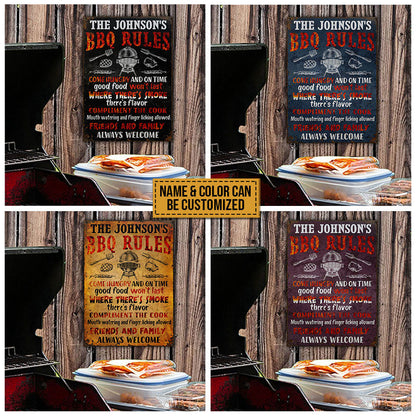 Personalized Grilling BBQ Rules Colors Customized Classic Metal Signs