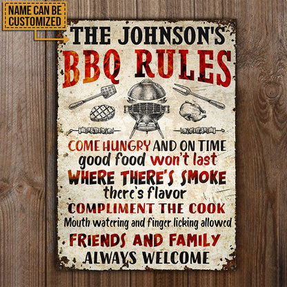 Personalized Grilling BBQ Rules Customized Classic Metal Signs