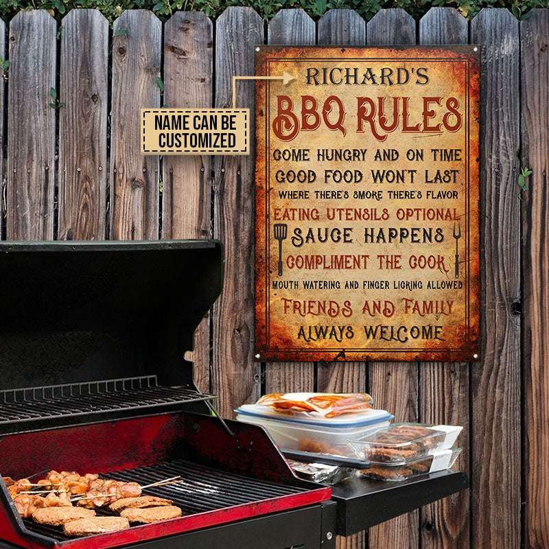 Personalized Grilling BBQ Rules Vintage Customized Classic Metal Signs
